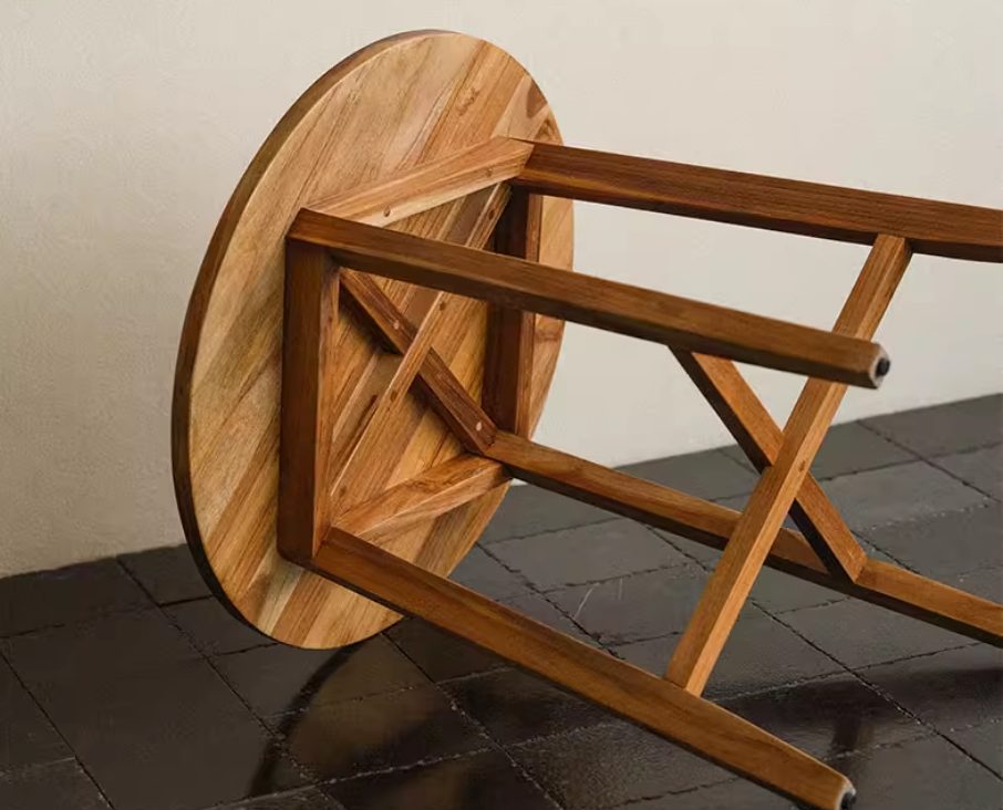 Plantation teak folding round table — Teak Series