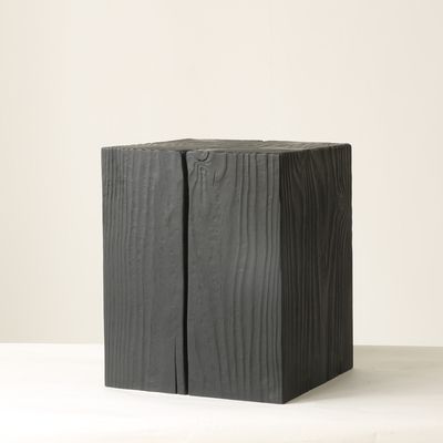 Solid pine log stools K/L — Charcoal Series