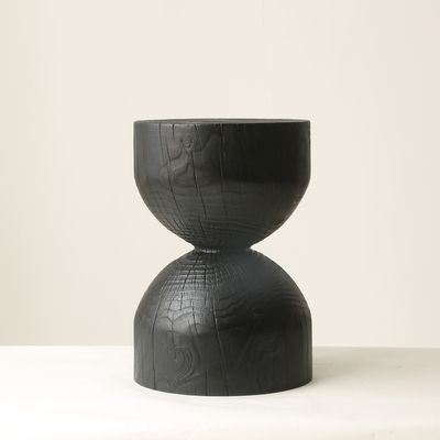 Solid pine log stools E/F — Charcoal Series