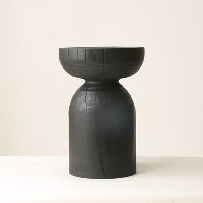 Solid pine log stools A/B — Charcoal Series