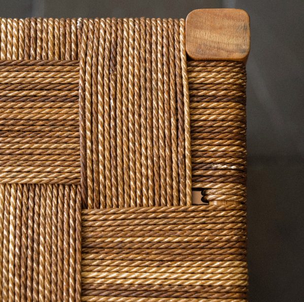Plantation teak rope-woven stool — Teak Series