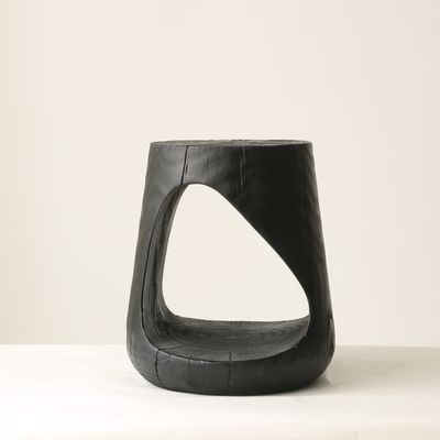 Solid pine log stools G/H — Charcoal Series