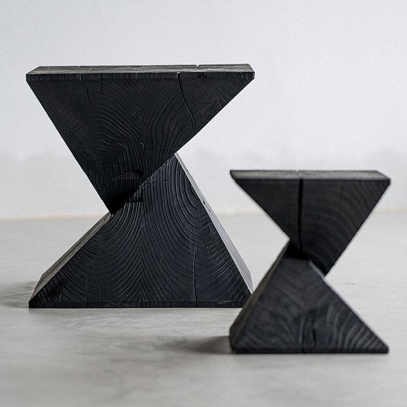 Charred pine tri-form coffee table — Charcoal Series