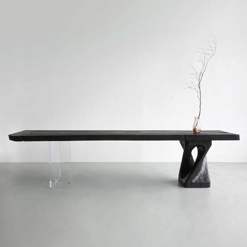 Live-edge ash table with log stools — Charcoal Series