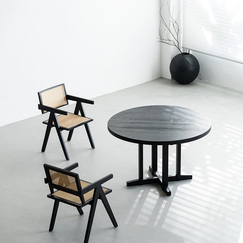 Charred ash round dining table — Charcoal Series