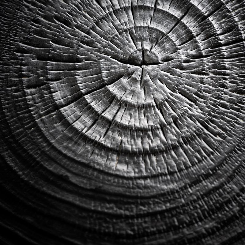 Round pine stool — Charcoal Series