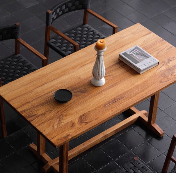 Plantation teak trestle dining table — Teak Series
