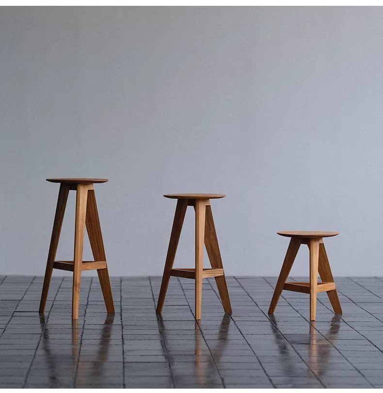 Plantation teak stools, three heights — Teak Series