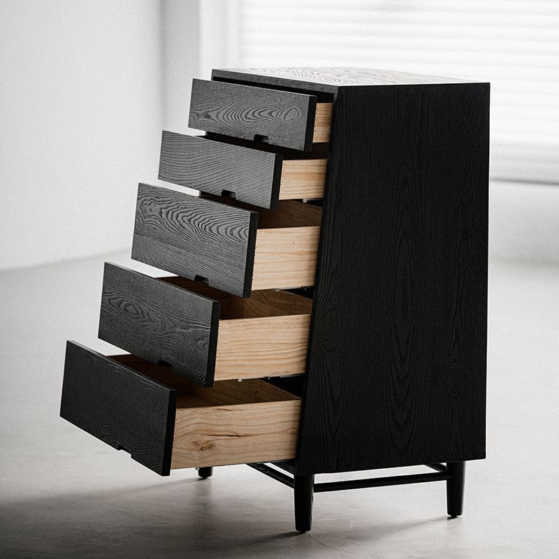 American ash five-drawer chest — Charcoal Series