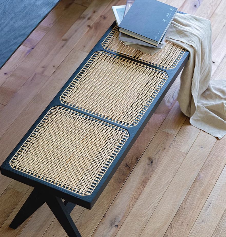 Chandigarh rattan bench — Charcoal Series