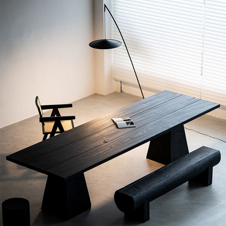 Fire-charred ash & pine tea table — Charcoal Series