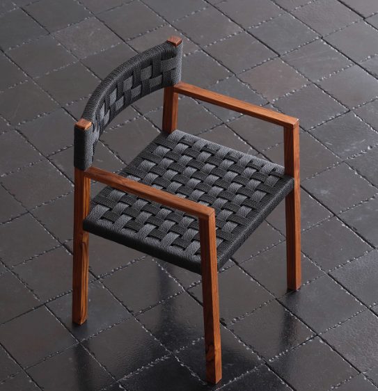 Plantation teak rope-back armchair — Teak Series