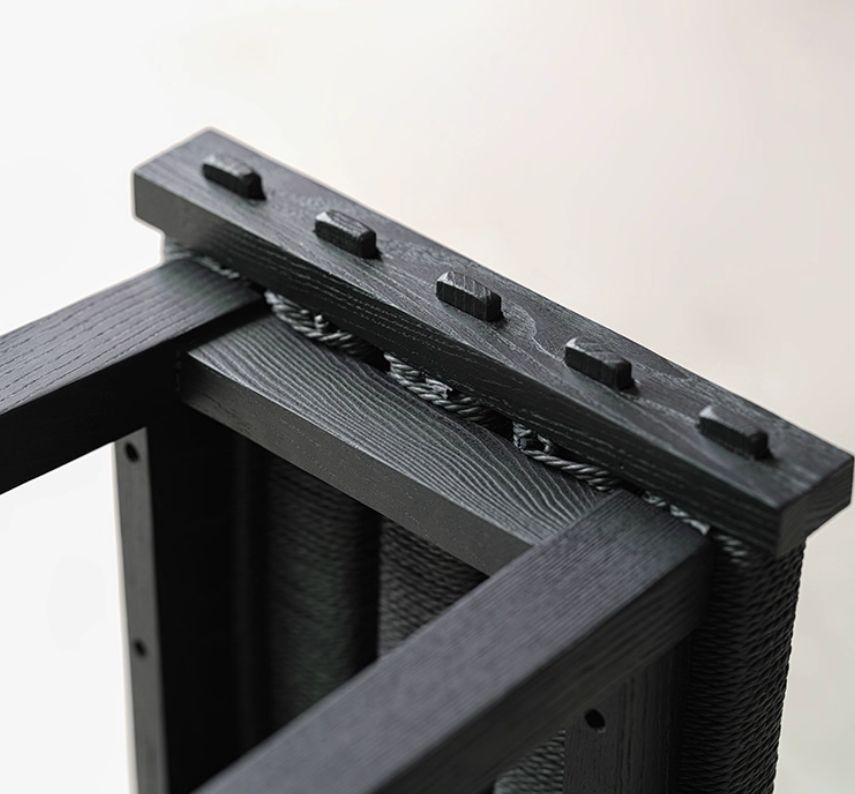 Woven-cord high stool — Charcoal Series