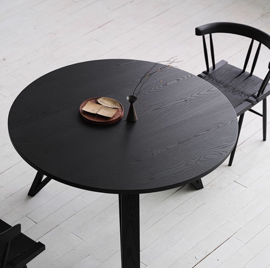 Charred round table — Charcoal Series