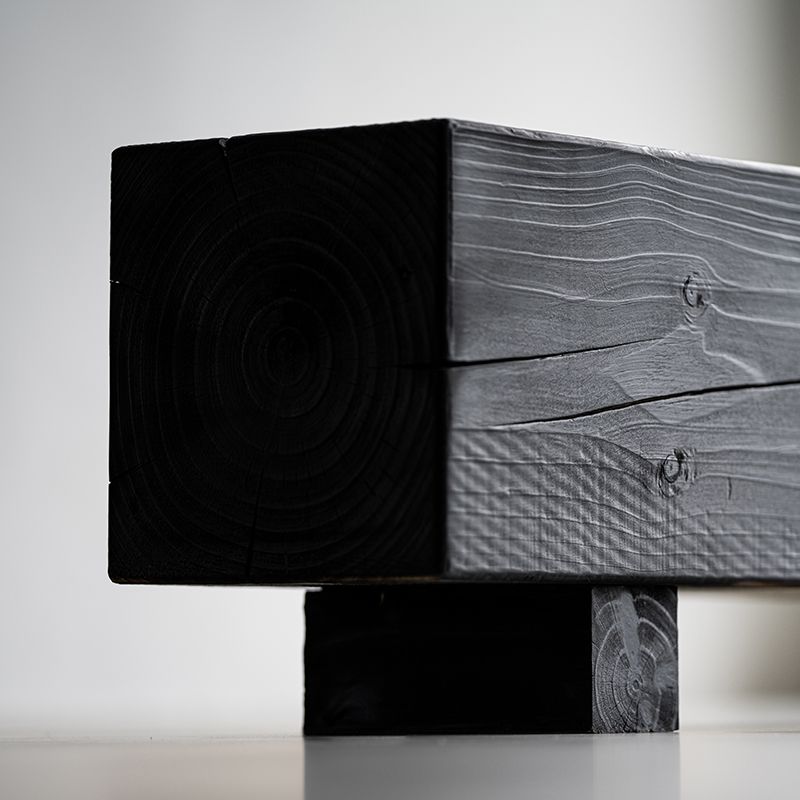 Charred pine bench — Charcoal Series