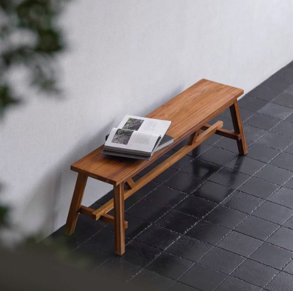 Plantation teak low bench — Teak Series