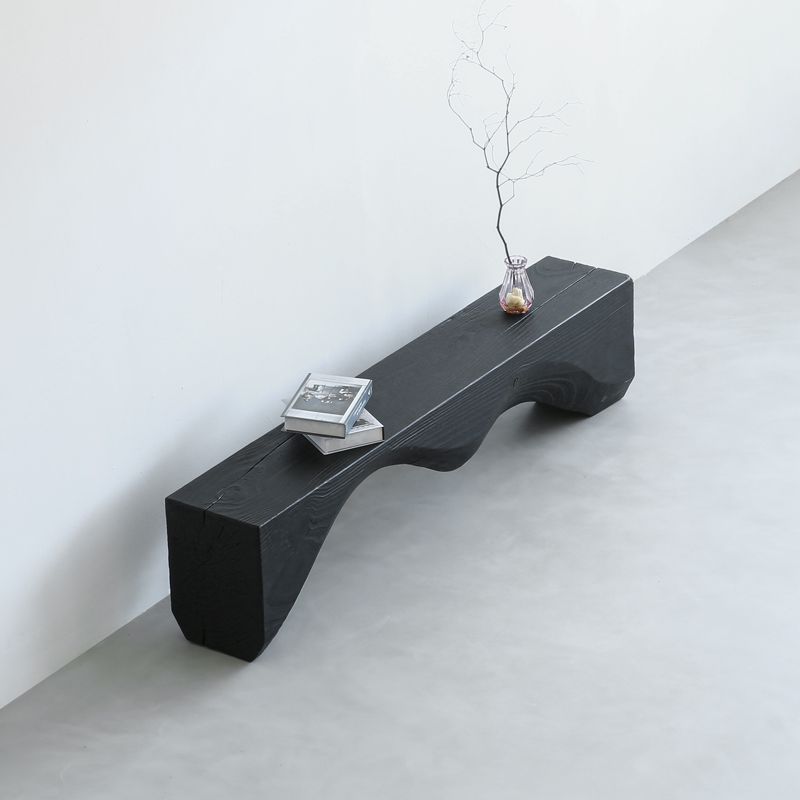 Charred pine double-arch bench — Charcoal Series