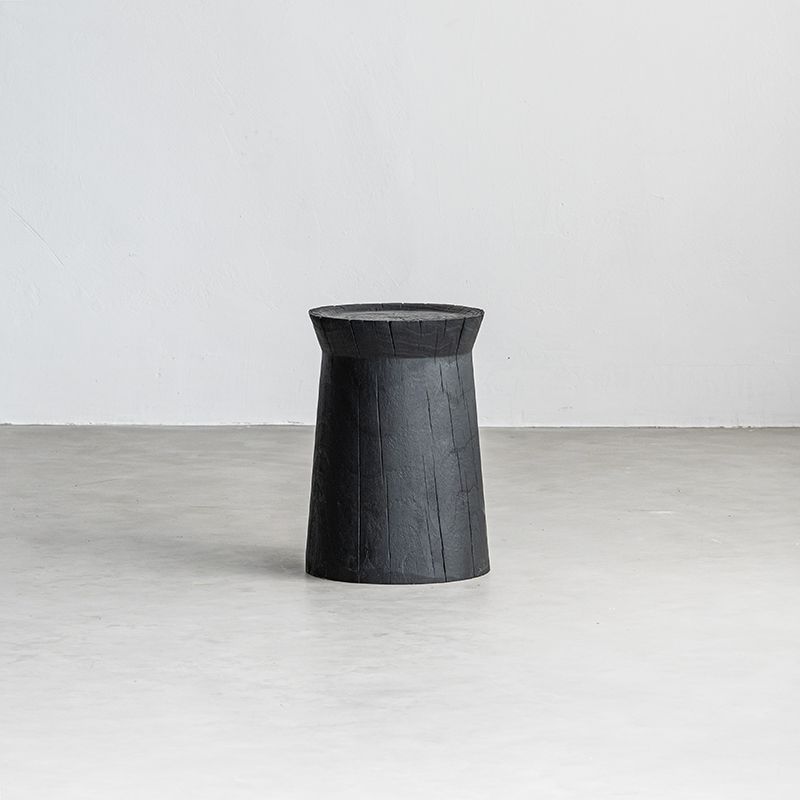 Solid pine log stools O/P — Charcoal Series