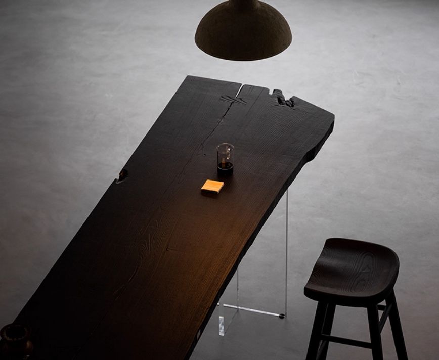 Guesthouse long dining table — Charcoal Series