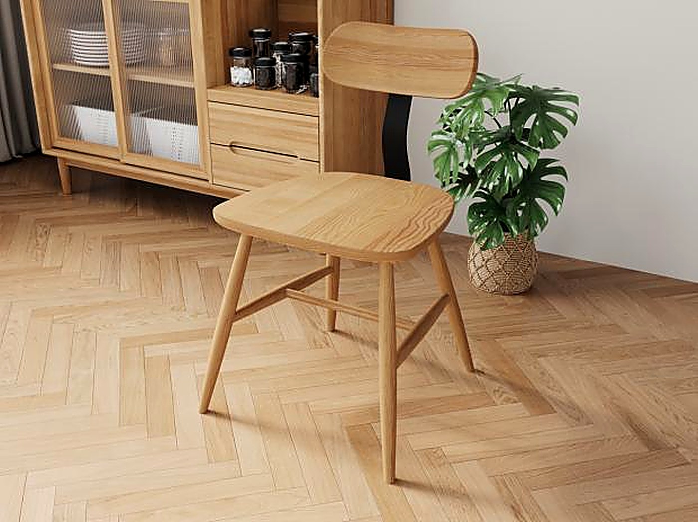 Steel-and-ash dining chair