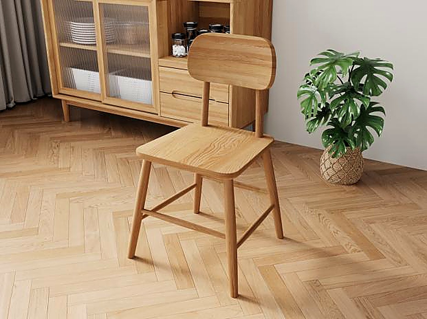 Curved-back dining chair