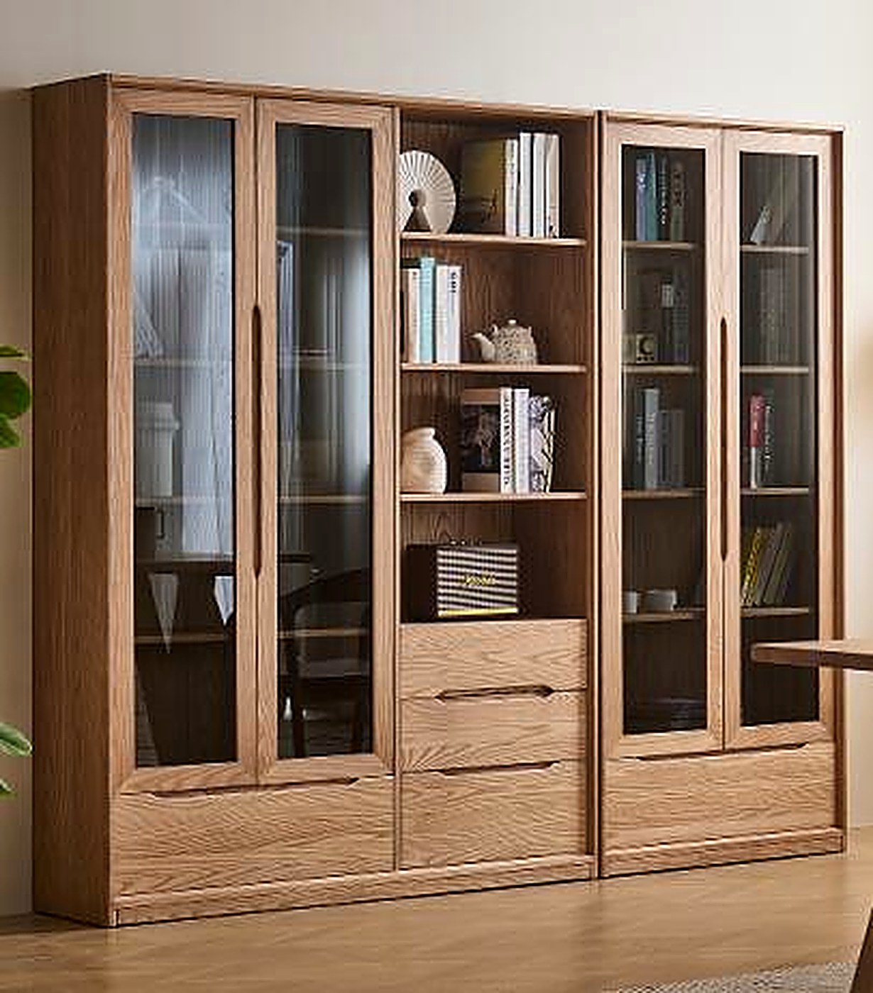 Three-door glazed cabinet