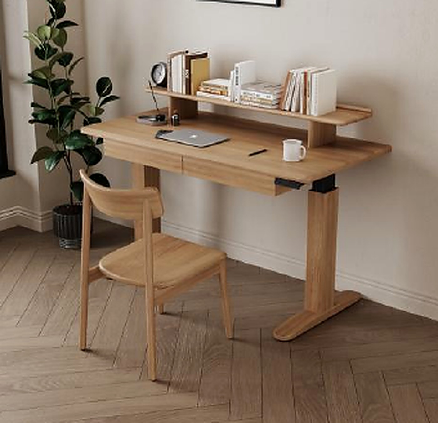 1.4 m height-adjustable desk (shelf riser sold separately)
