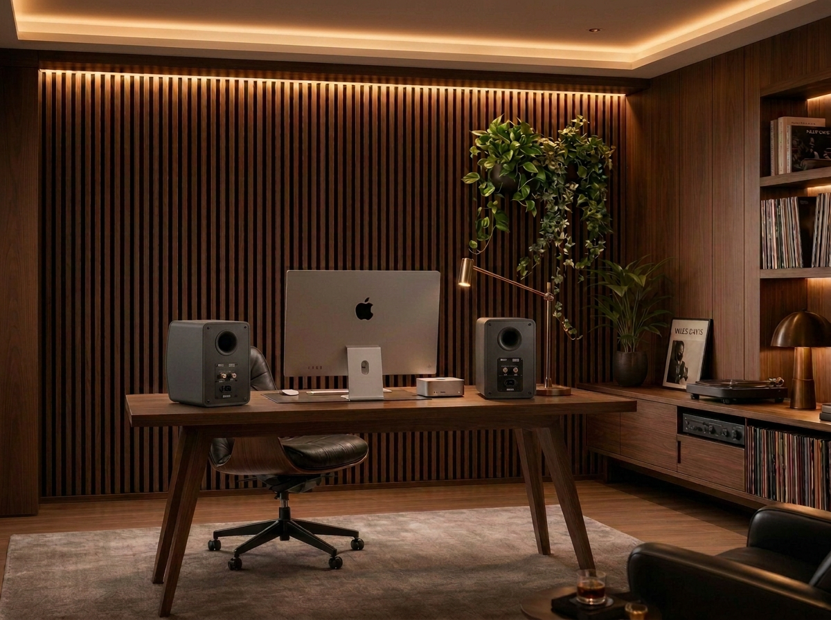 Acoustic panels for a home office or study