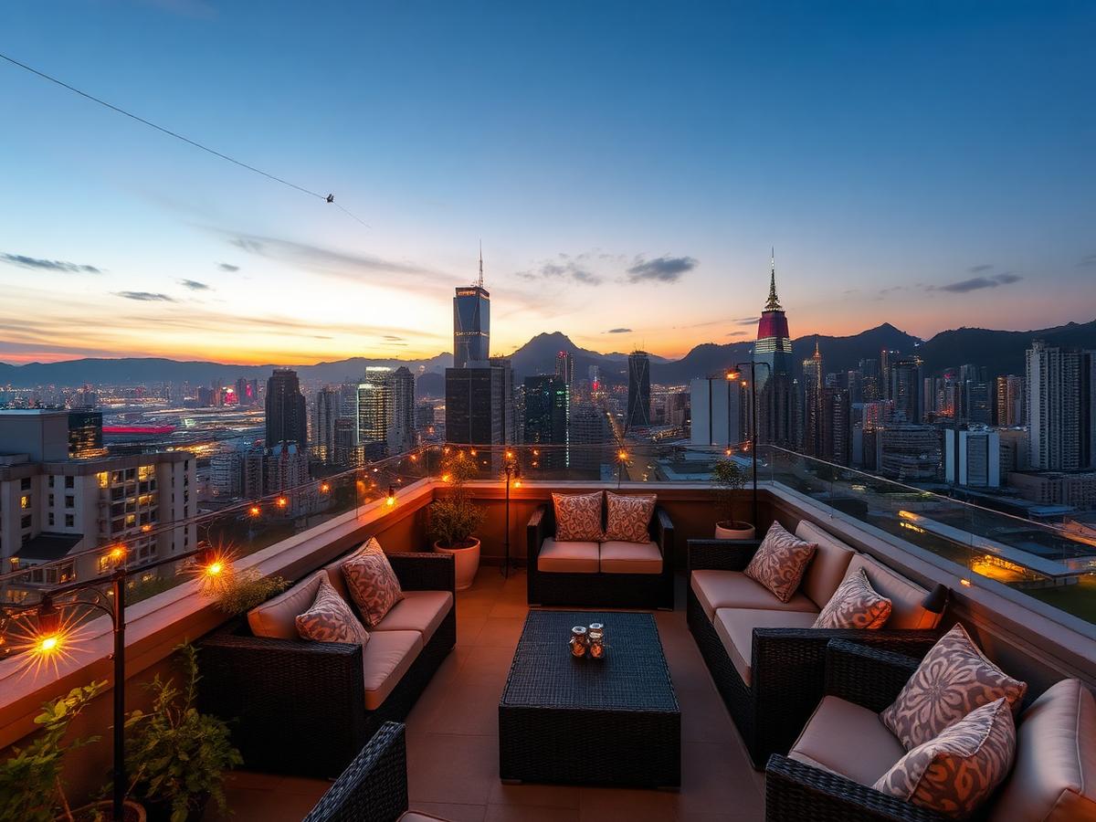 Rooftop lounging on a Kowloon walk-up