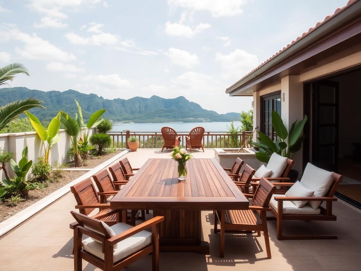 A Sai Kung village house garden, furnished for year-round use