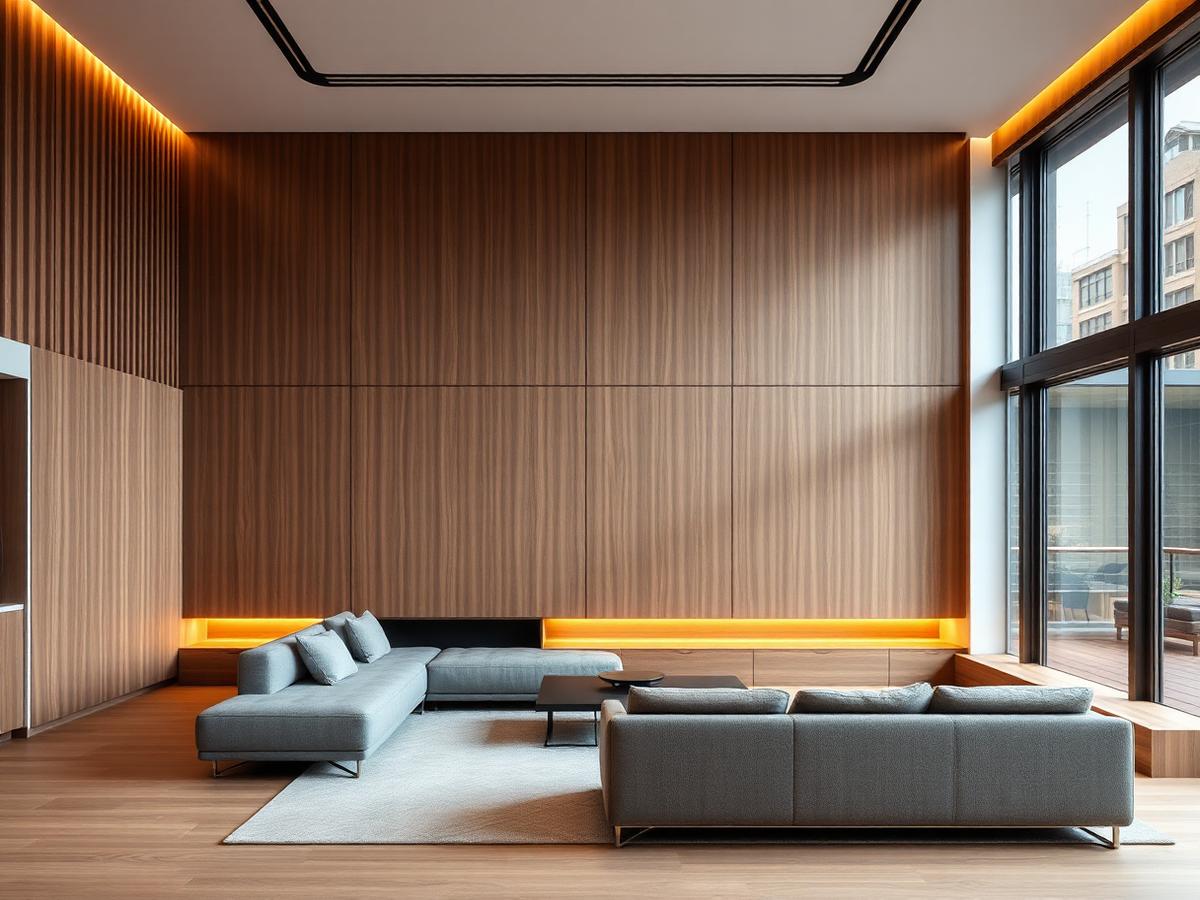 Slat acoustic walls for open-plan flats
